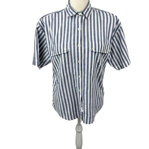 Vintage Ilio button-front shirt, size Medium, 80s, 90s, striped, office, dressy